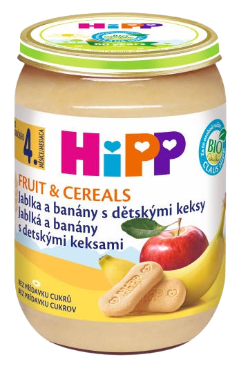 HiPP BIO Jablká a banány s detskými keksami 190 g