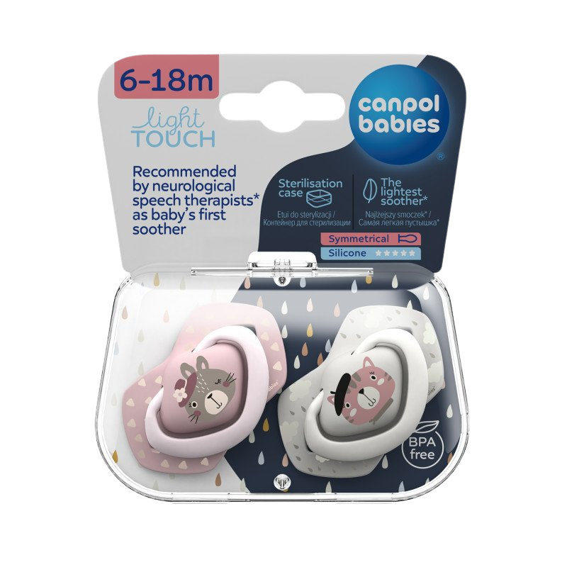 CANPOL BABIES Set symetrických silikónových cumlíkov BONJOUR PARIS ružový 6-18m 2 ks