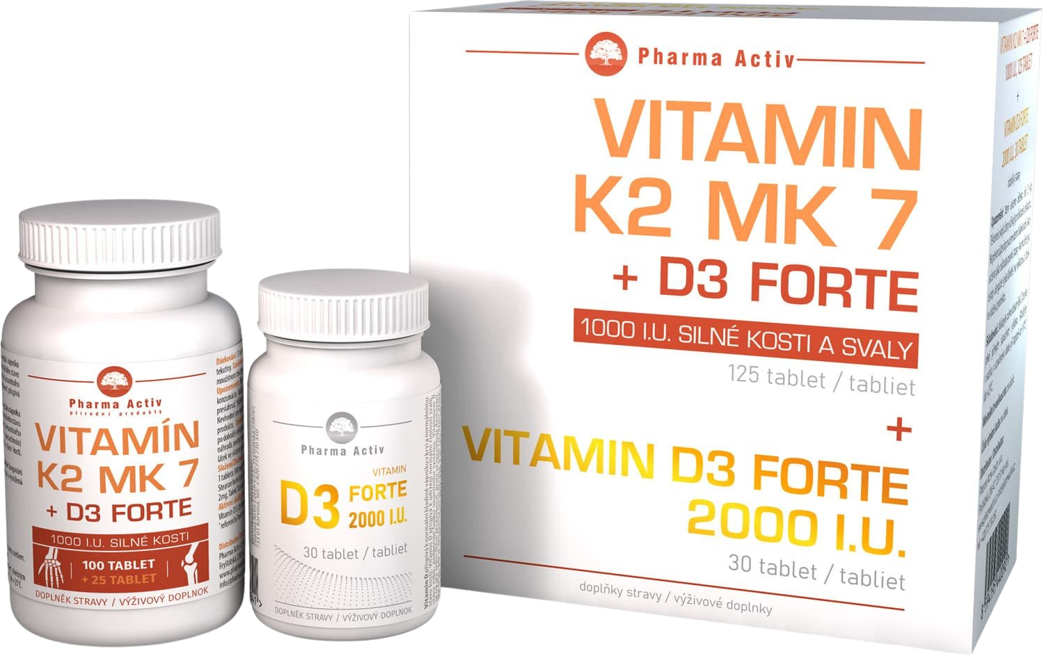 Pharma Activ Vitamin K2 MK7 + D3 Forte 125 tabliet + Vitamin D3 Forte 2000 I.U.