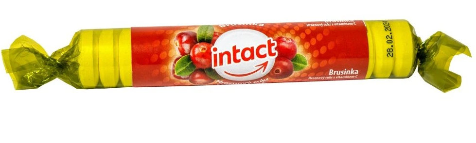 INTACT rolička hroznový cukr s vitamín C Brusinka 40 g