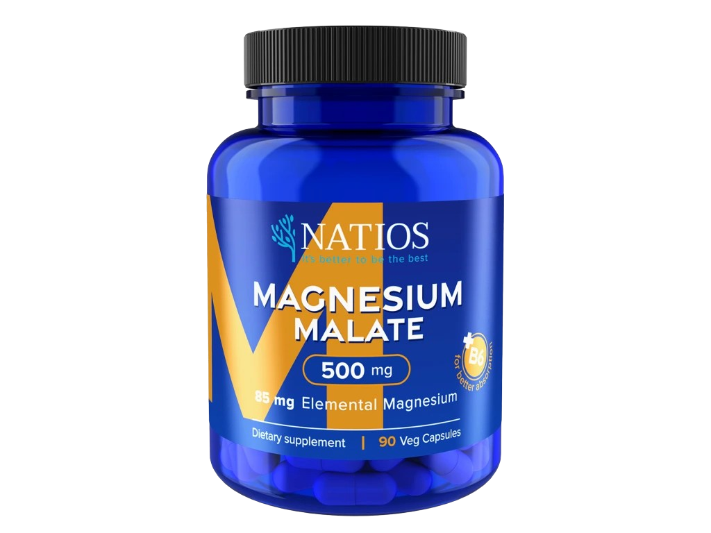 NATIOS Magnesium Bisglycinate 500 mg + B6, (elem. hořčík 100 mg), 90 kapslí