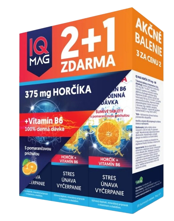 NATURPRODUKT IQ Mag hořčík + B6 pomeranč, 3 x 20 šumivých tablet