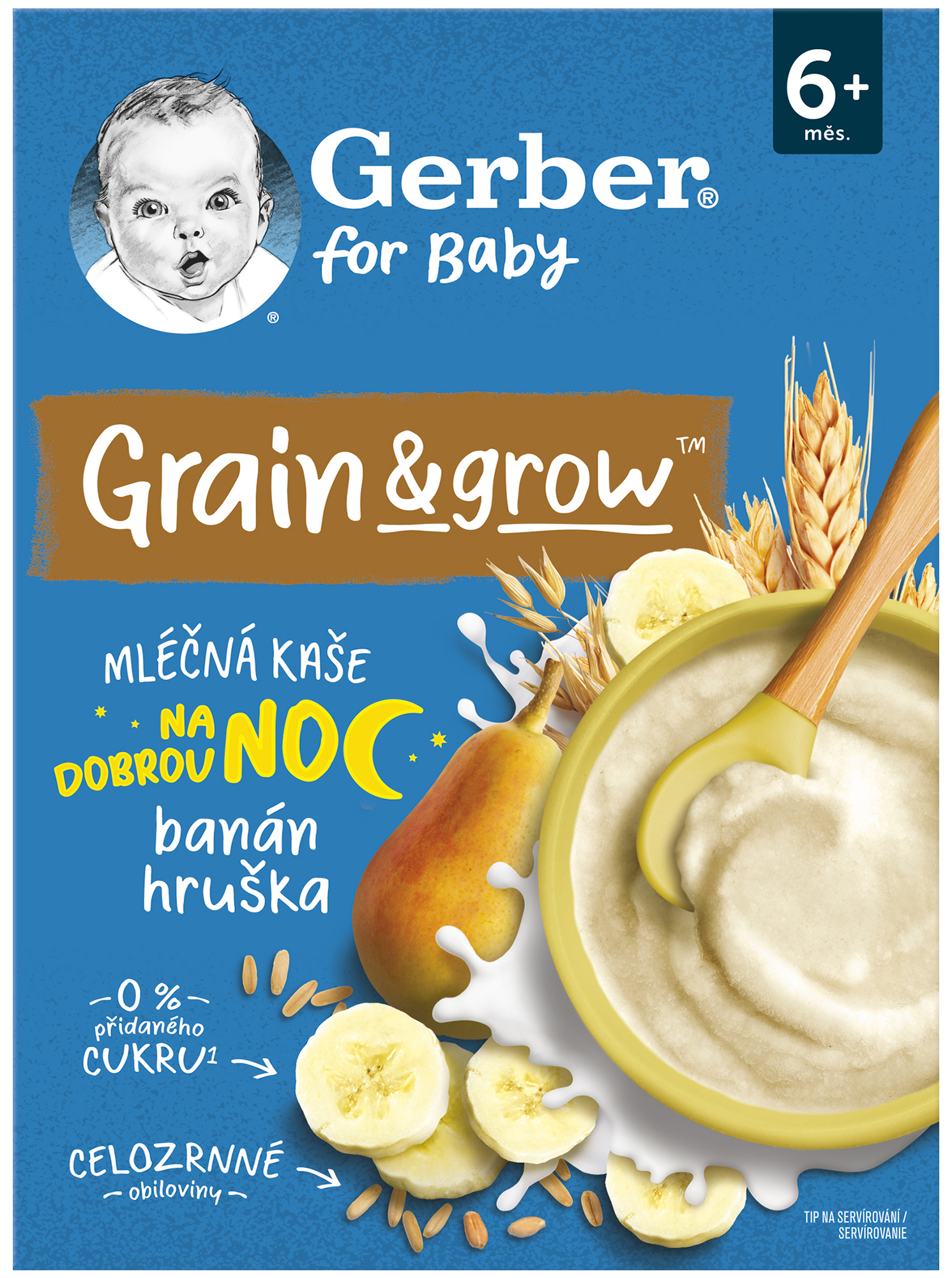 Gerber Mliečna kaša Na noc pšenično-ovsená banán a hruška 200 g