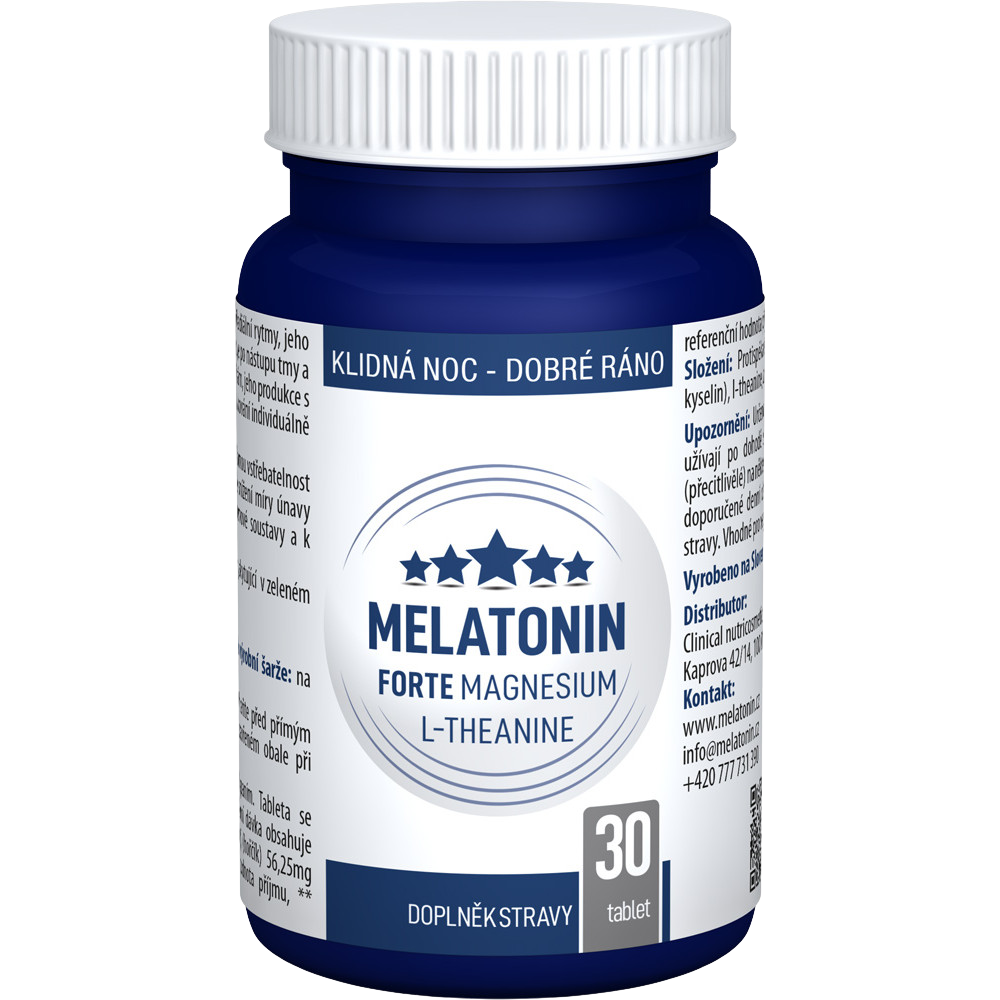 Fotografie CLINICAL NUTRICOSMETICS Melatonin Forte Magnesium L-Theanine 30 tablet