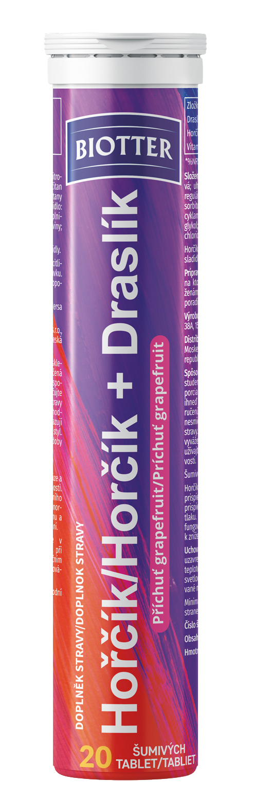 BIOTTER Hořčík + Draslík grapefruit 20 šumivých tabliet
