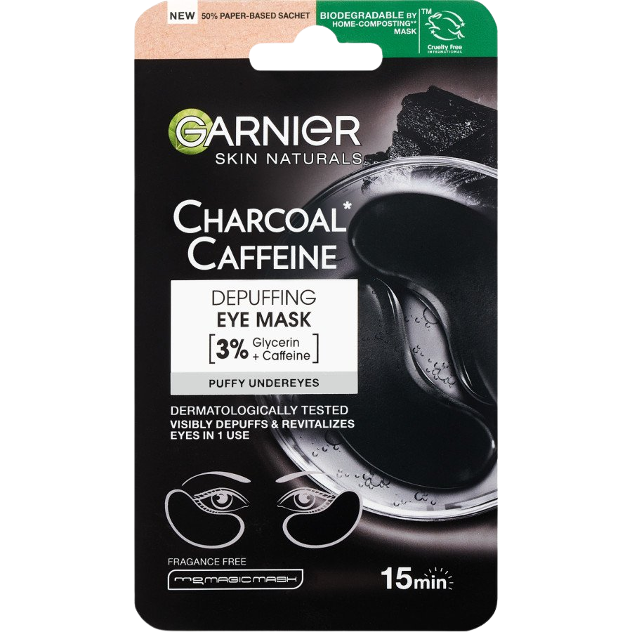GARNIER Skin Naturals očná maska s aktívnym uhlím na osvieženie očného okolia, 5 g