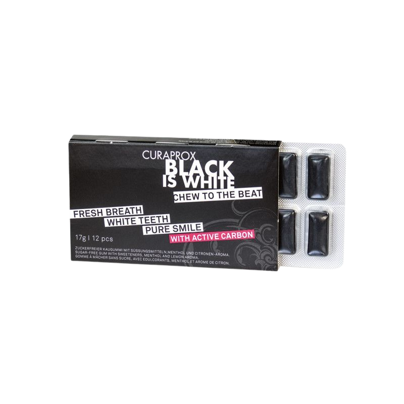 CURAPROX Žuvačky Black Is White 12 ks