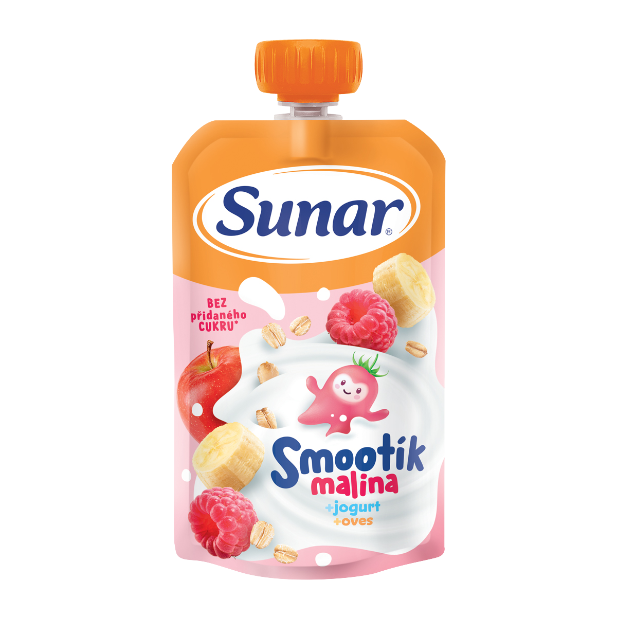 SUNAR Smootík dětská kapsička malina, jogurt, ovesné vločky 12m+ 120 g