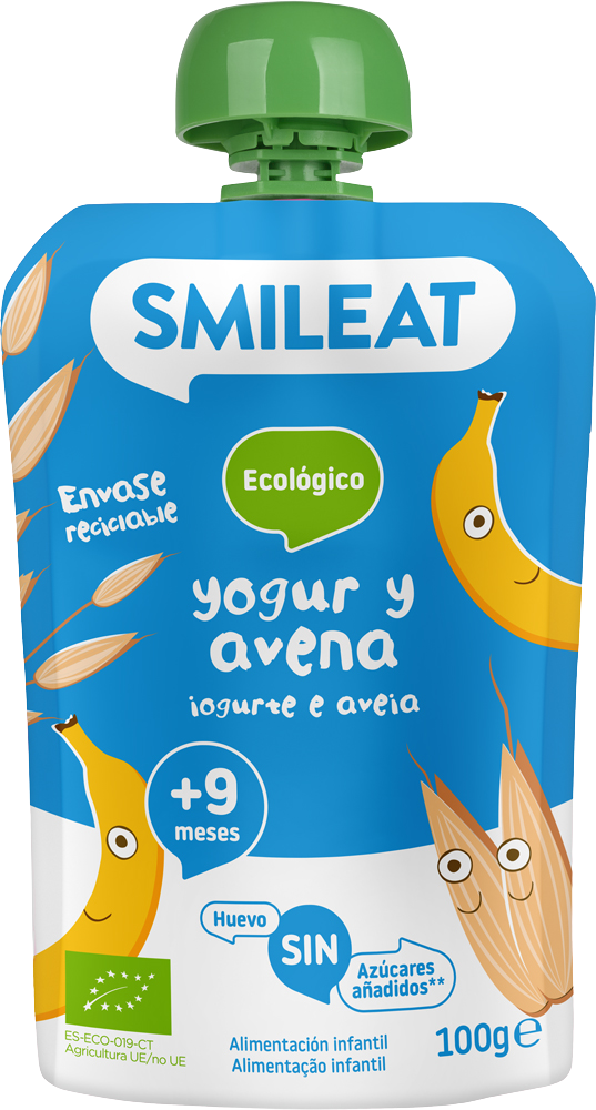 Smileat Organic Jogurtové vrecko s ovsenými vločkami 100 g
