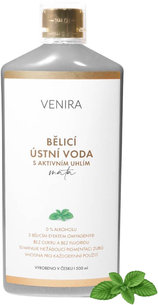 VENIRA bieliaca ústna voda s aktívnym uhlím, mäta 500 ml