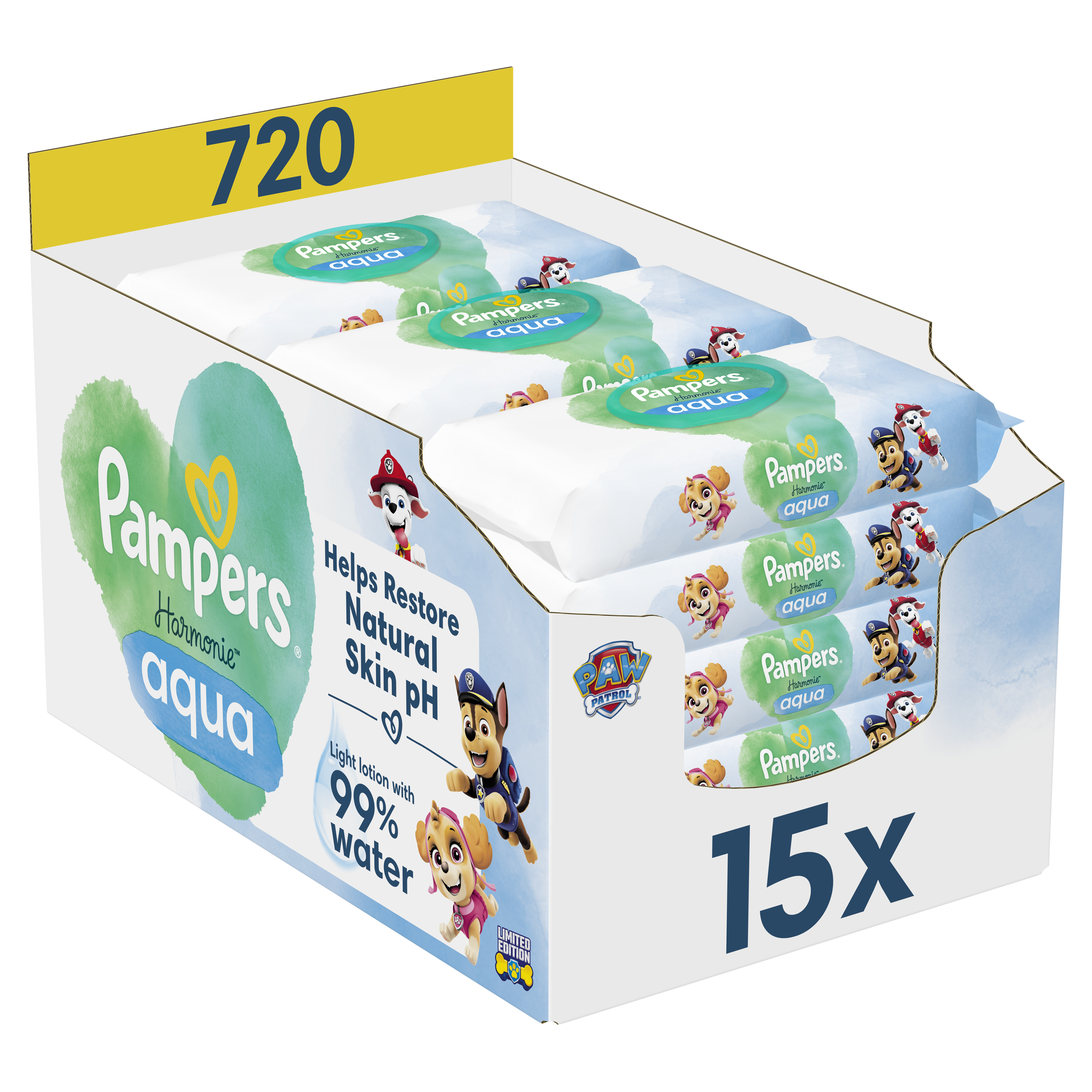 Pampers Harmonie Aqua vlhčené ubrousky 15x48 ks koupíte na Pilulka.cz