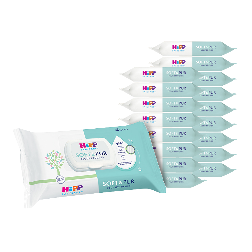 HIPP Babysanft Čistiace vlhčené obrúsky Soft & Pur + VIEČKO 18 x 48 ks kúpite na Pilulka.sk