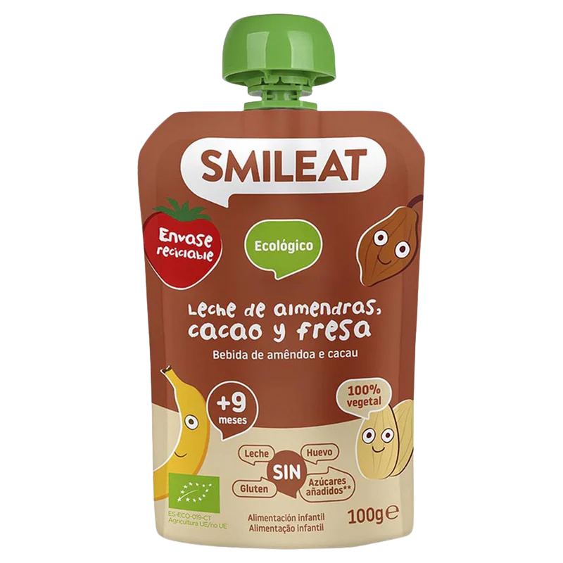 Smileat BIO kapsička mandlové mléko, jablko, banán, jahoda, rýže a kakao 9M+ 100 g