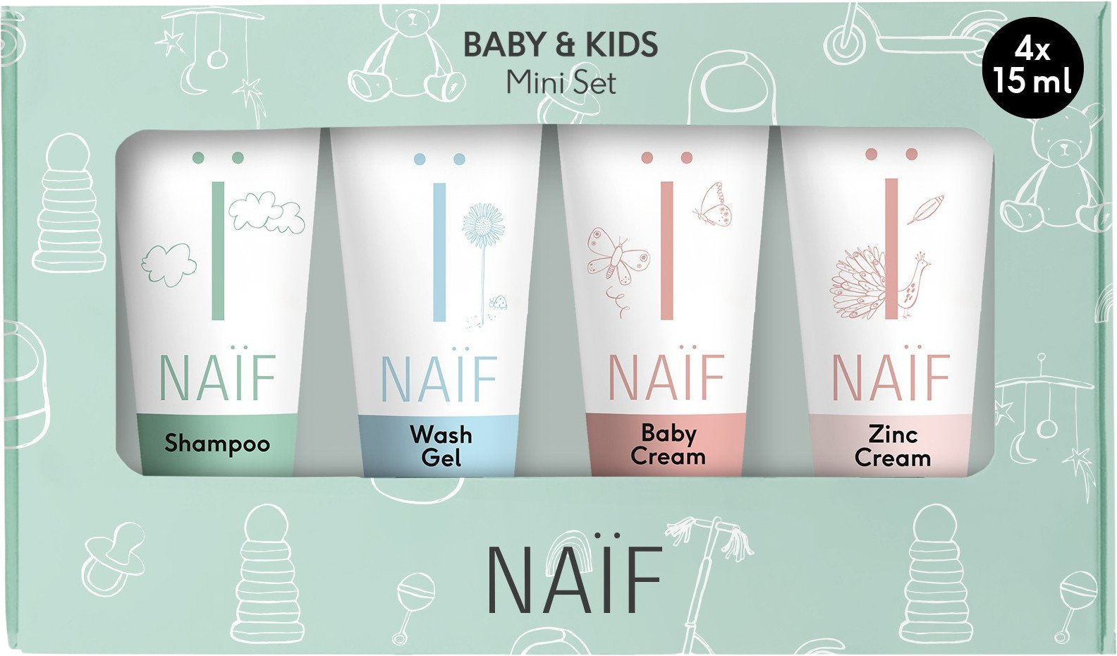 NAÏF Kozmetická cestovná sada pre deti a miminká 4 x 15 ml