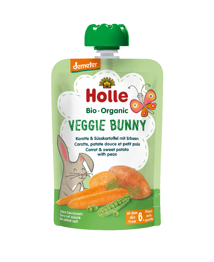 Holle Veggie Bunny BIO Puri zo zeleniny - mrkva, sladké zemiaky a hrášok. 100 g