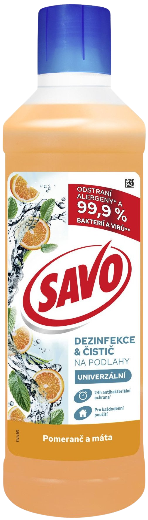 SAVO dezinfekcia a čistič na podlahy Pomaranč a mäta 1 l