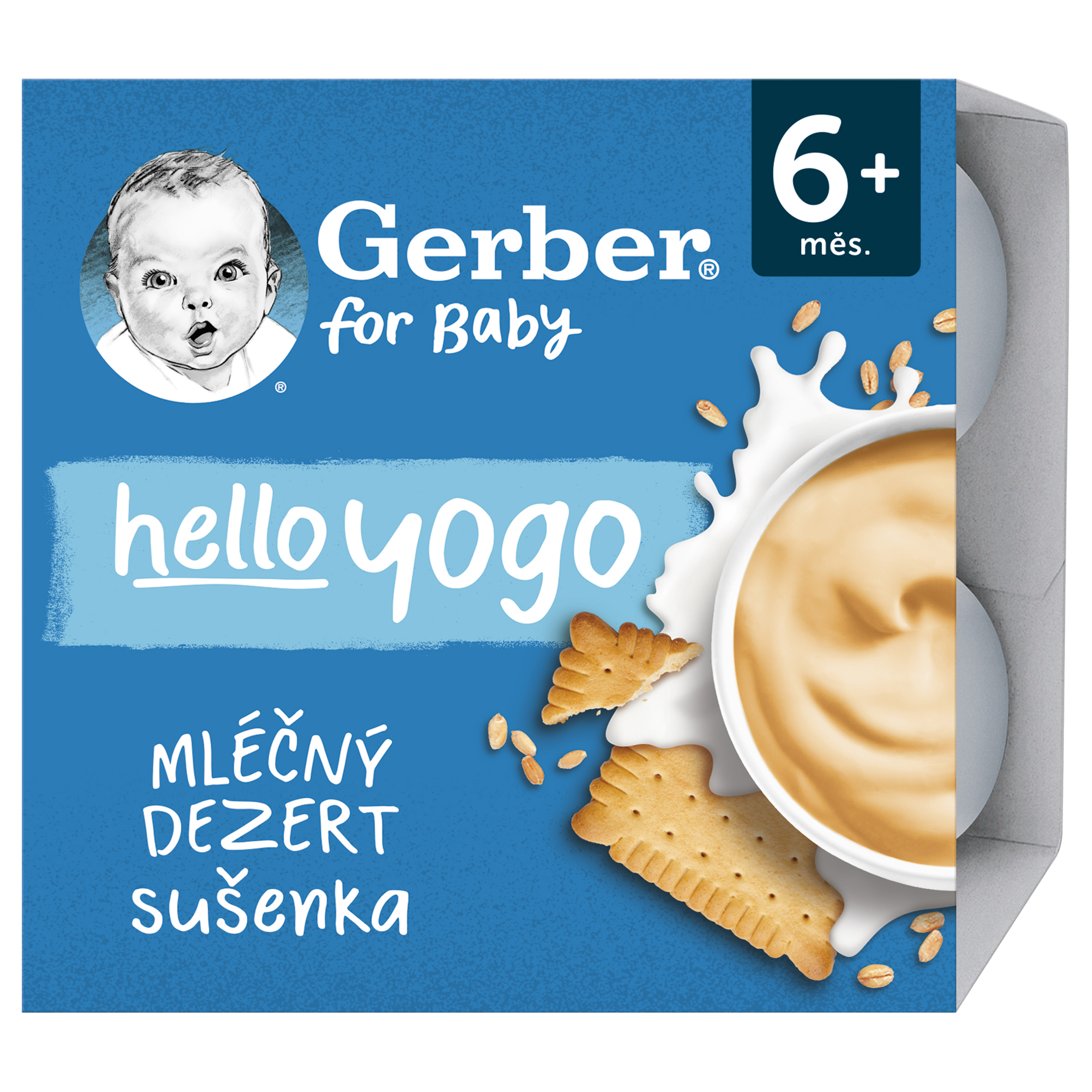 GERBER Hello yogo mléčný dezert s příchutí sušenky 4 x 100 g