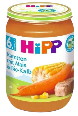 HiPP Príkrm BIO Mrkva s kukuricou a teľacím mäsom 190 g