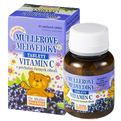 Dr. Müller Medvede Müller® - čierna ríbezľa tablety na cmúľanie na podporu imunitného systému pre deti 45 tbl kúpite na Pilulka.sk