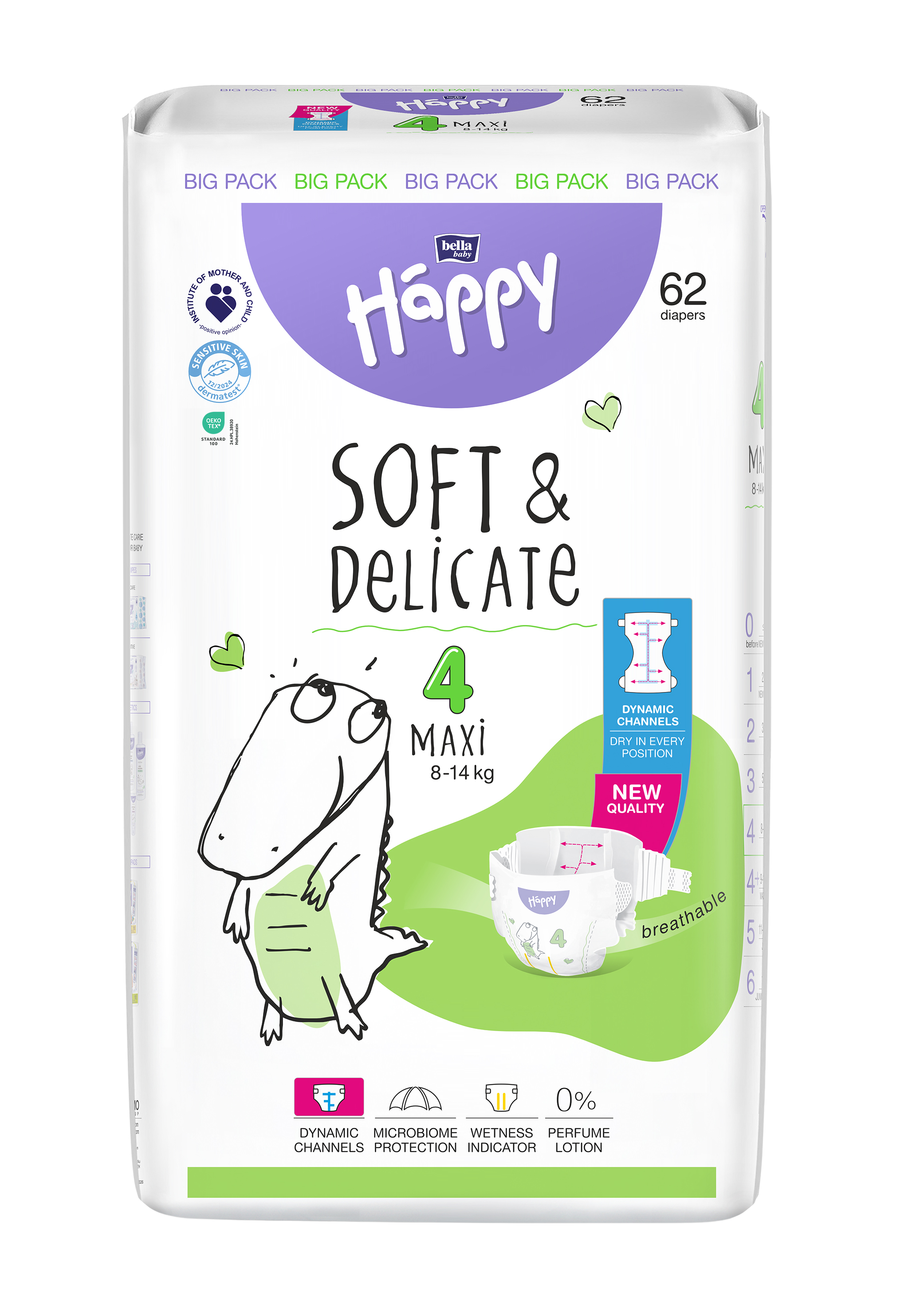 Happy Soft&Delicate 4 dětské pleny 8-14kg 62ks koupíte na Pilulka.cz