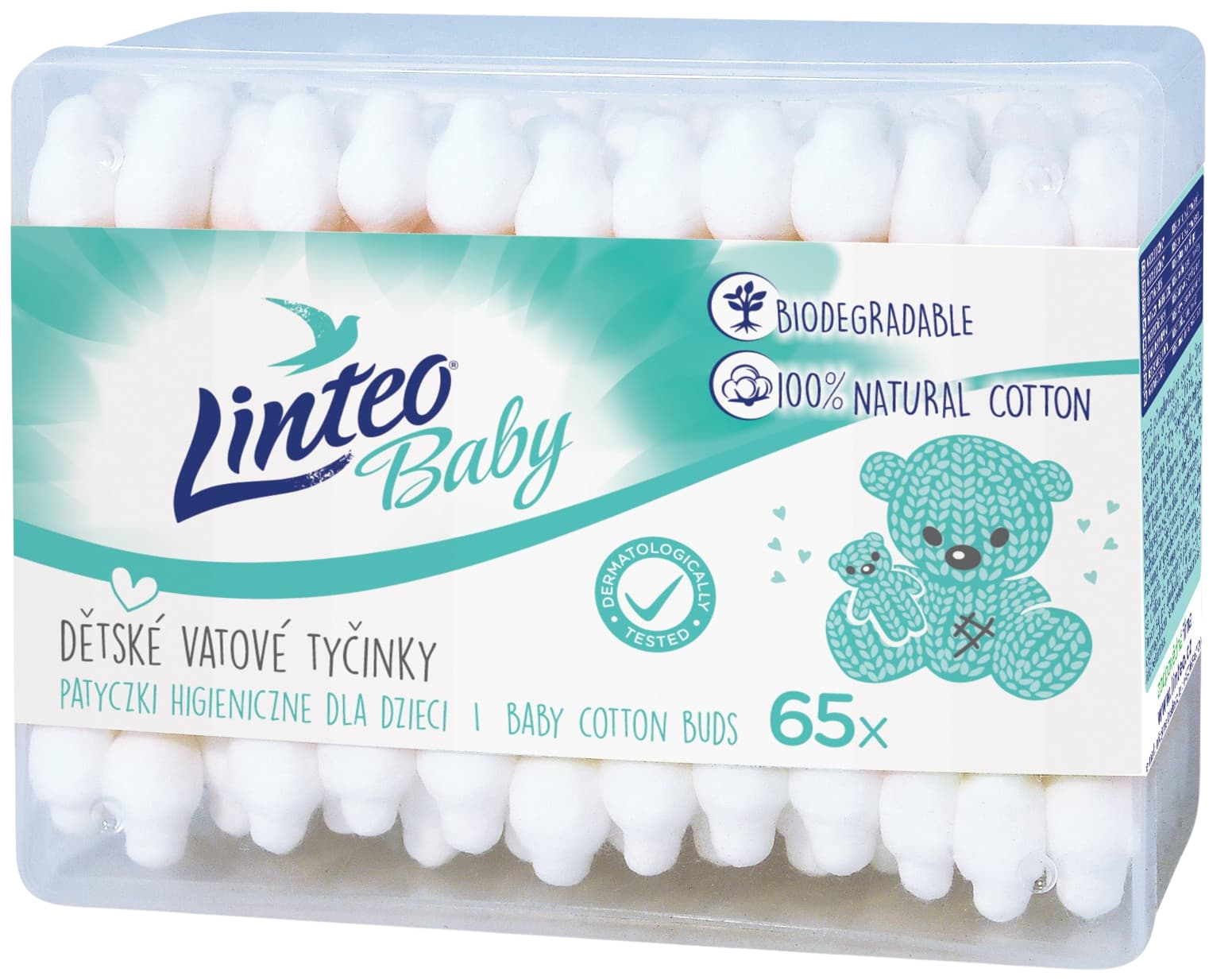 LINTEO Baby Vatové tyčinky papierové 65 ks