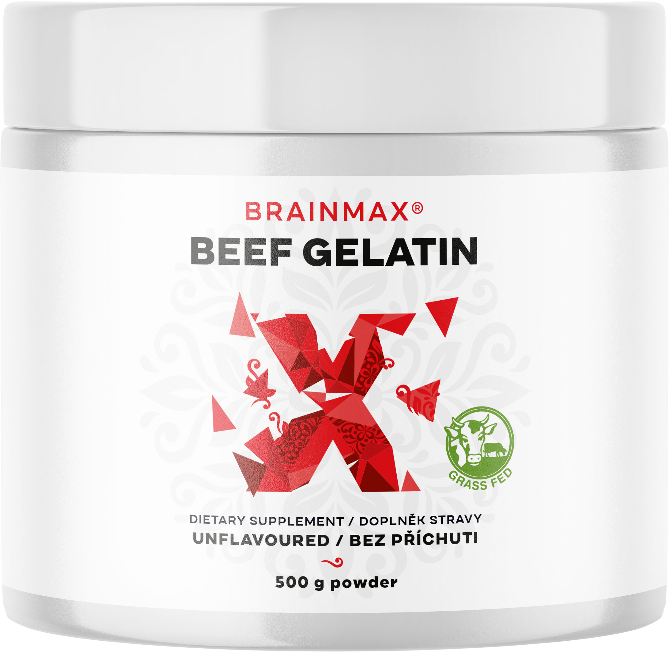 Fotografie BRAINMAX Beef Gelatin, Grass-fed hovězí želatina 500 g