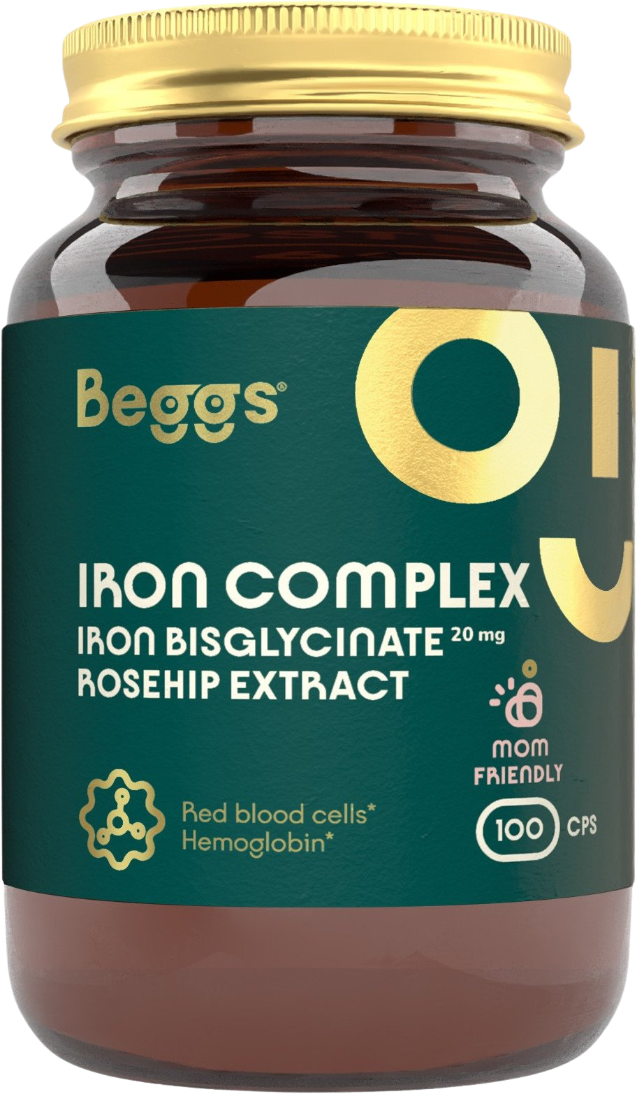 Beggs Iron bisglycinate 20mg, rosehip extract 100 kapsúl