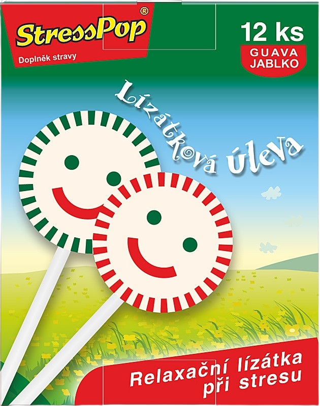 StressPop lízanka proti stresu s príchuťou guava jablka 12 ks