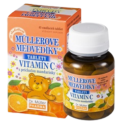 Dr. Müller Medvede Müller® s Príchuťou Mandarínky tablety na cmúľanie s vitamínom C 45 tbl