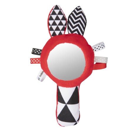 CANPOL BABIES Kontrastná pískacia činka so zrkadielkom SENSORY