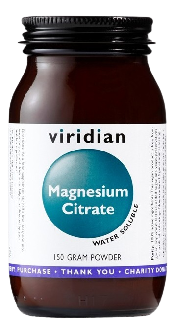 Viridian Nutrition Magnesium Citrate Powder podpora spánku a regenerácie 150 g
