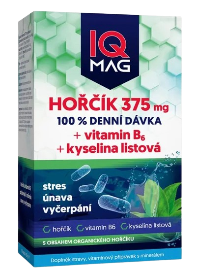 IQ Mag Hořčík 375 mg + vitamin B6 + kyselina listová 60 kapslí