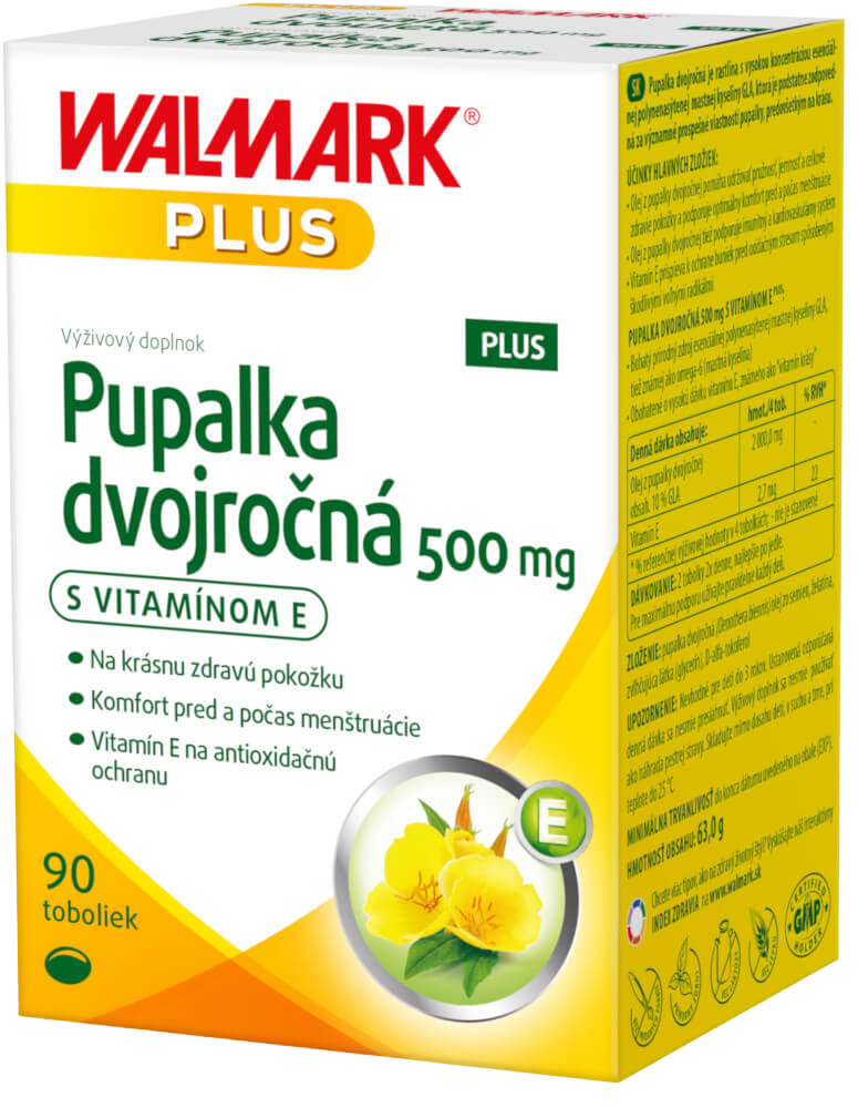 Walmark Pupalka dvojročná 500 mg s vitamínom E tobolky na podporu zdravej hormonálnej činnosti 90 cps kúpite na Pilulka.sk