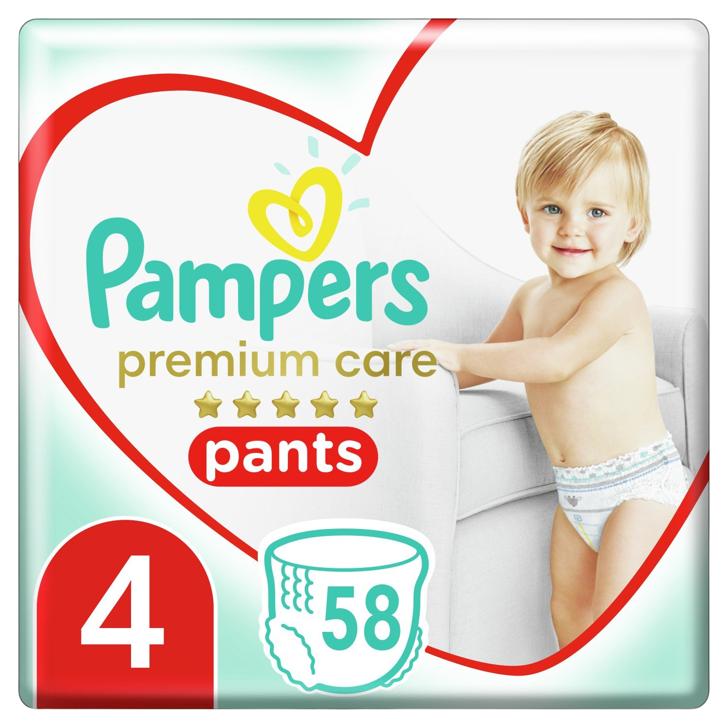 PAMPERS Premium Care Pants Plienkové nohavičky vel. 4, 9-15 kg, 58 ks