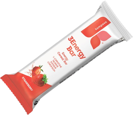 KOMPAVA 3Energy Bar kartón jahoda-jogurtová poleva 32 x 40 g