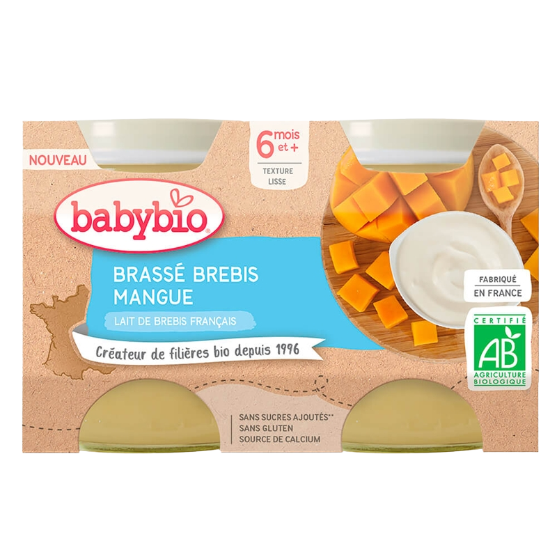 BABYBIO Brassé z ovčieho mlieka a manga 2 x 130 g