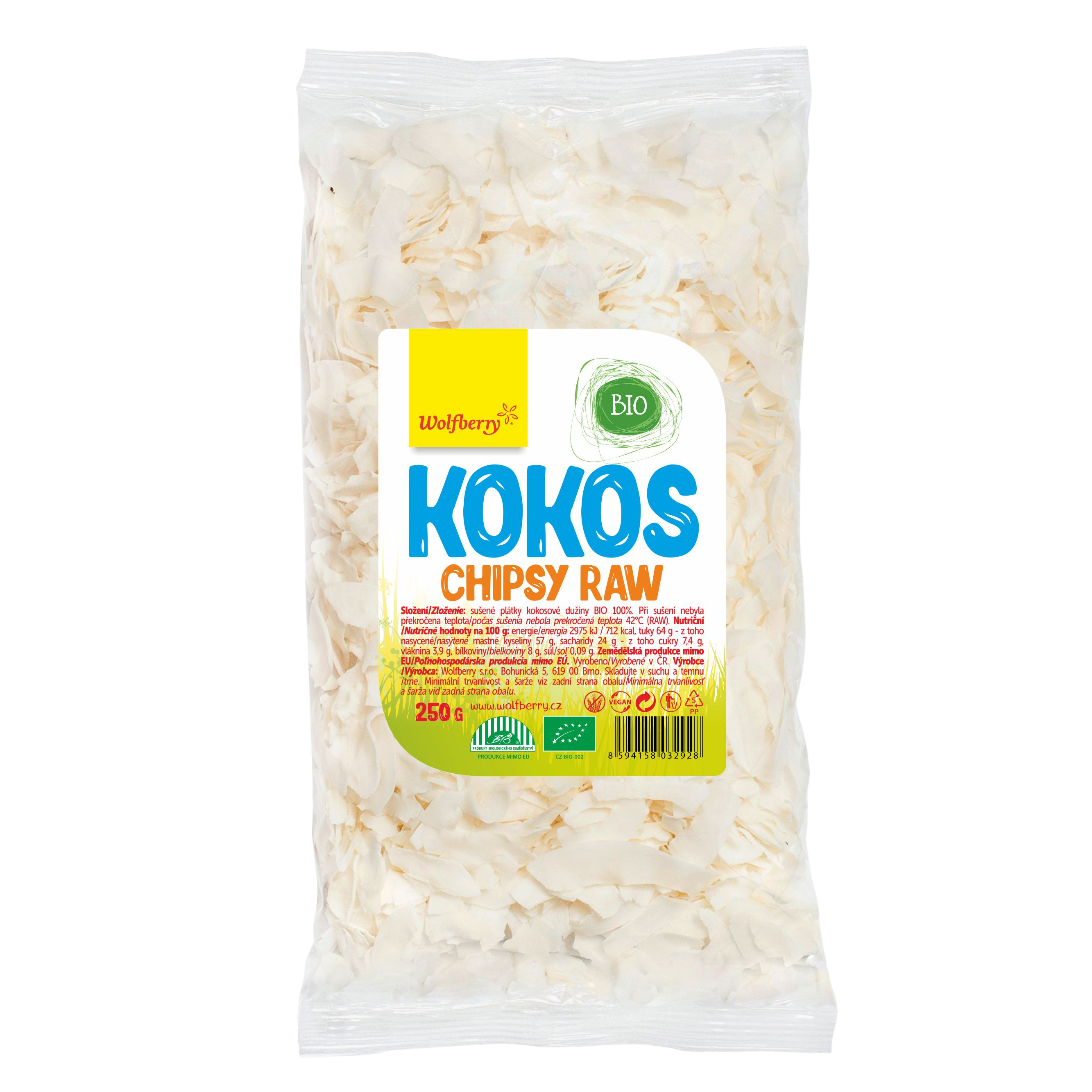 Wolfberry Kokosové chipsy BIO kokosové čipsy v BIO kvalite 250 g