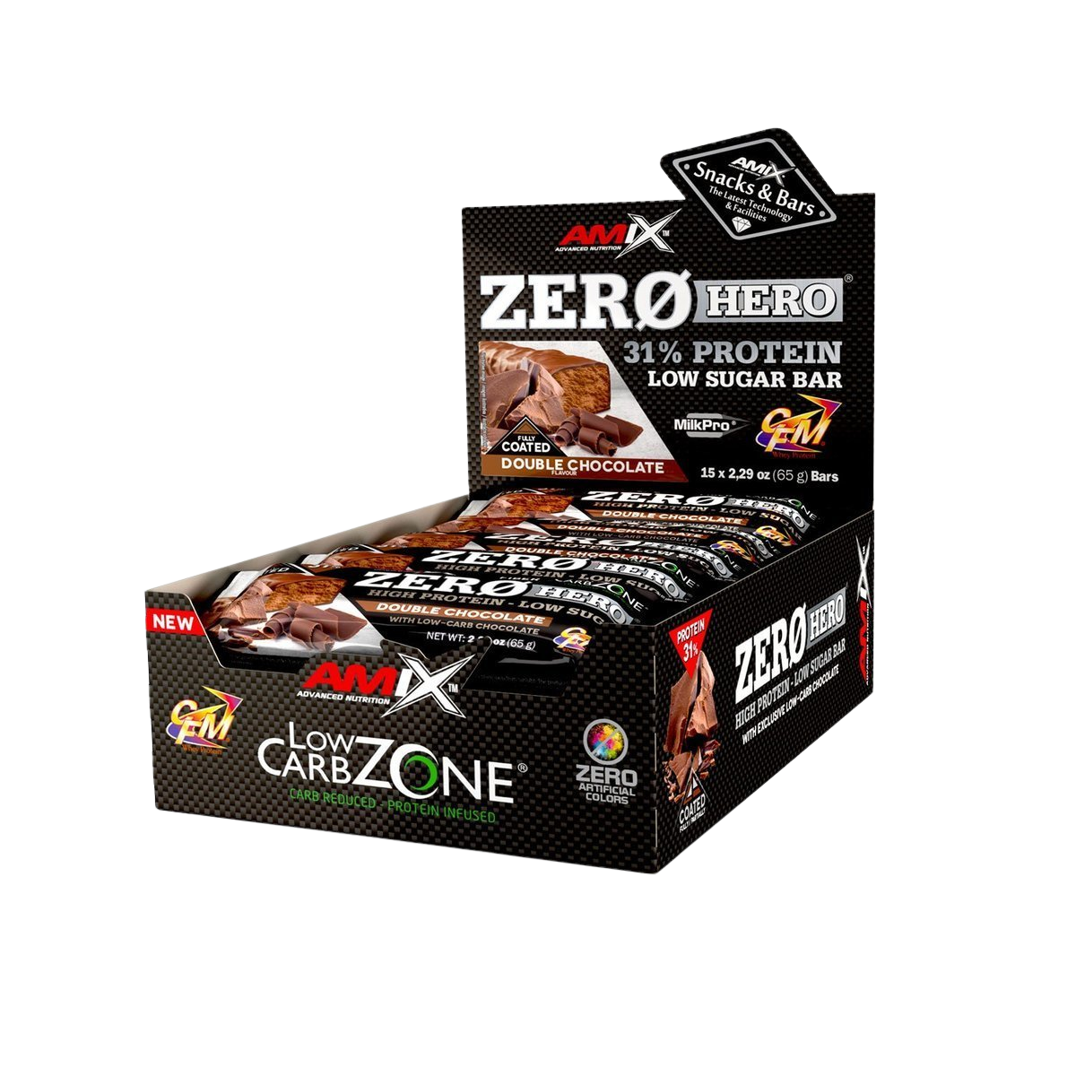 AMIX Zero Hero 31% proteínová tyčinka Double Chocolate 15 x 65 g