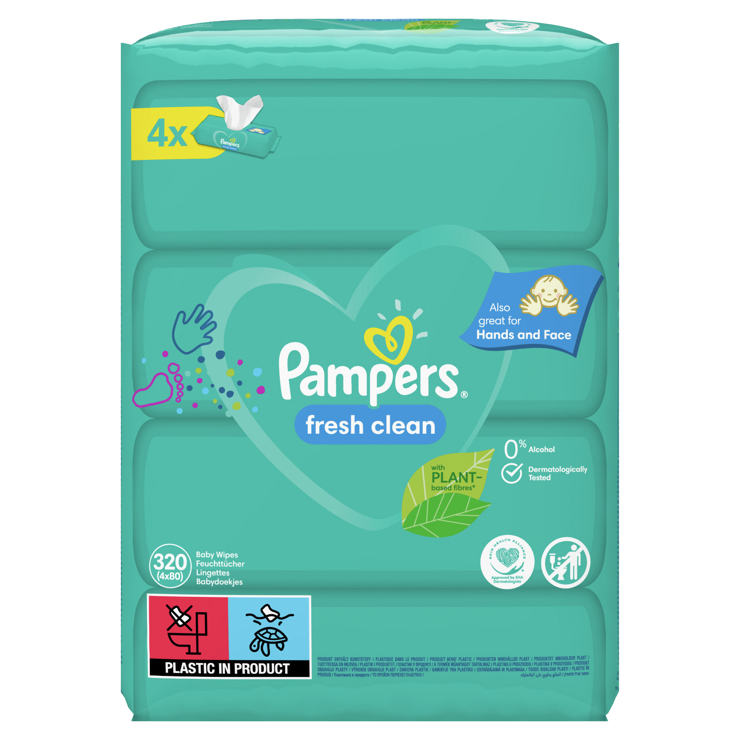 PAMPERS Baby Wipes Fresh Clean vlhčené obrúsky XXL pack 6x80 (480ks)