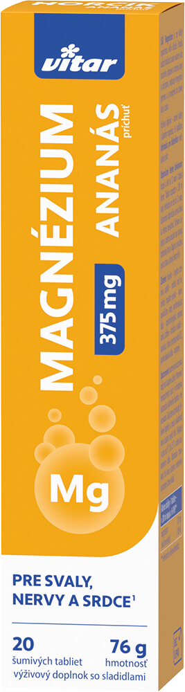 VITAR MAGNÉZIUM 375 mg s príchuťou ananásu 20 šumivých tablet kúpite na Pilulka.sk