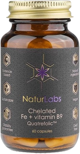 NATURLABS Železo chelátové + B9 60 kapslí