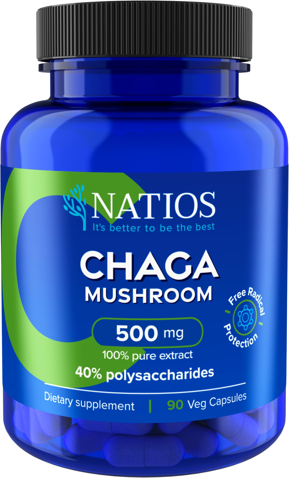 NATIOS Chaga Mushrooms 500 mg 90 kapslí