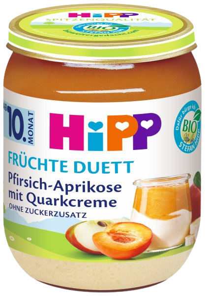 Hipp BIO ovocný duet broskyňa - marhuľa s tvarohovým krémom detský príkrm 160 g kúpite na Pilulka.sk