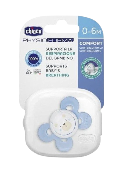 CHICCO Cumlík Physio Comfort silikónový chlapec - macko/bodky 0 - 6 m 2 ks