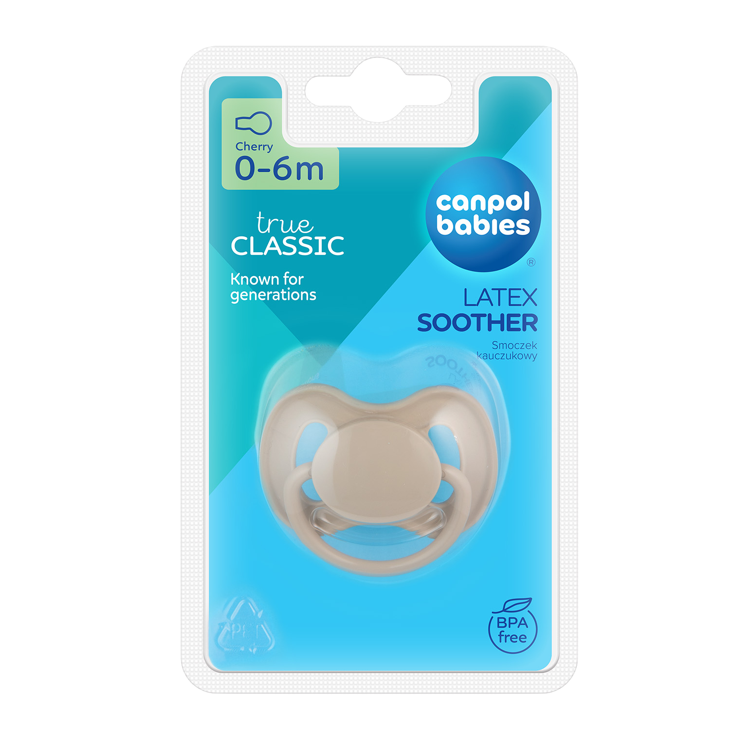 CANPOL BABIES Dudlík kaučukový třešinka NUDE béžový