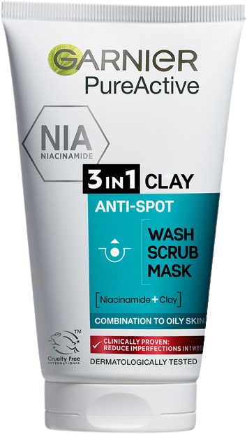 GARNIER Skin Naturals Pure čistiaci peeling 3 v 1, 150 ml