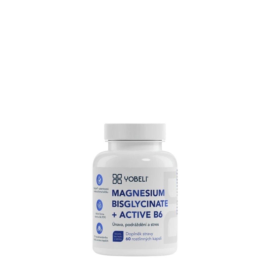 LOBEY Yobeli Hořčík bisglycinát a vitamín B6, 60 kapslí