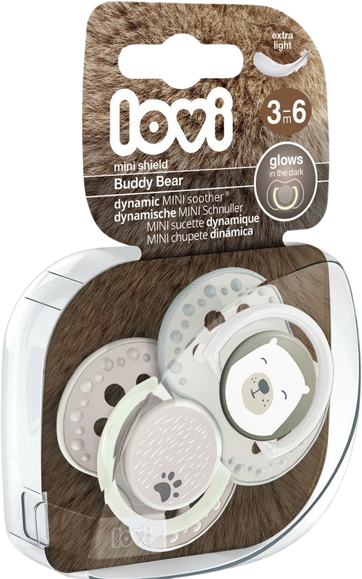 LOVI Silikónový cumlík dynamický Buddy Bear 3-6m 2 ks