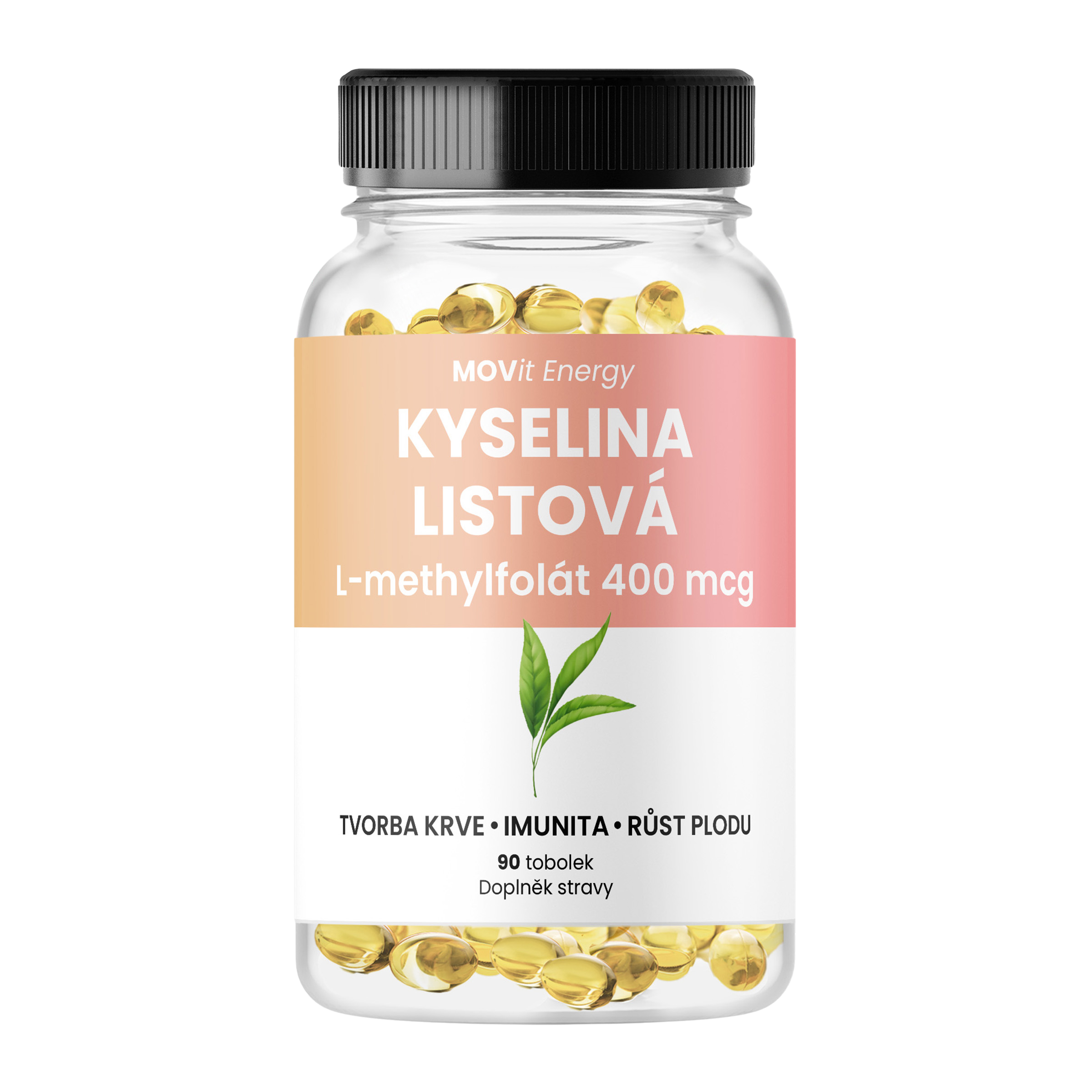 MOVit Energy Kyselina Listová L-methylfolát 400 mcg, 90 tobolek