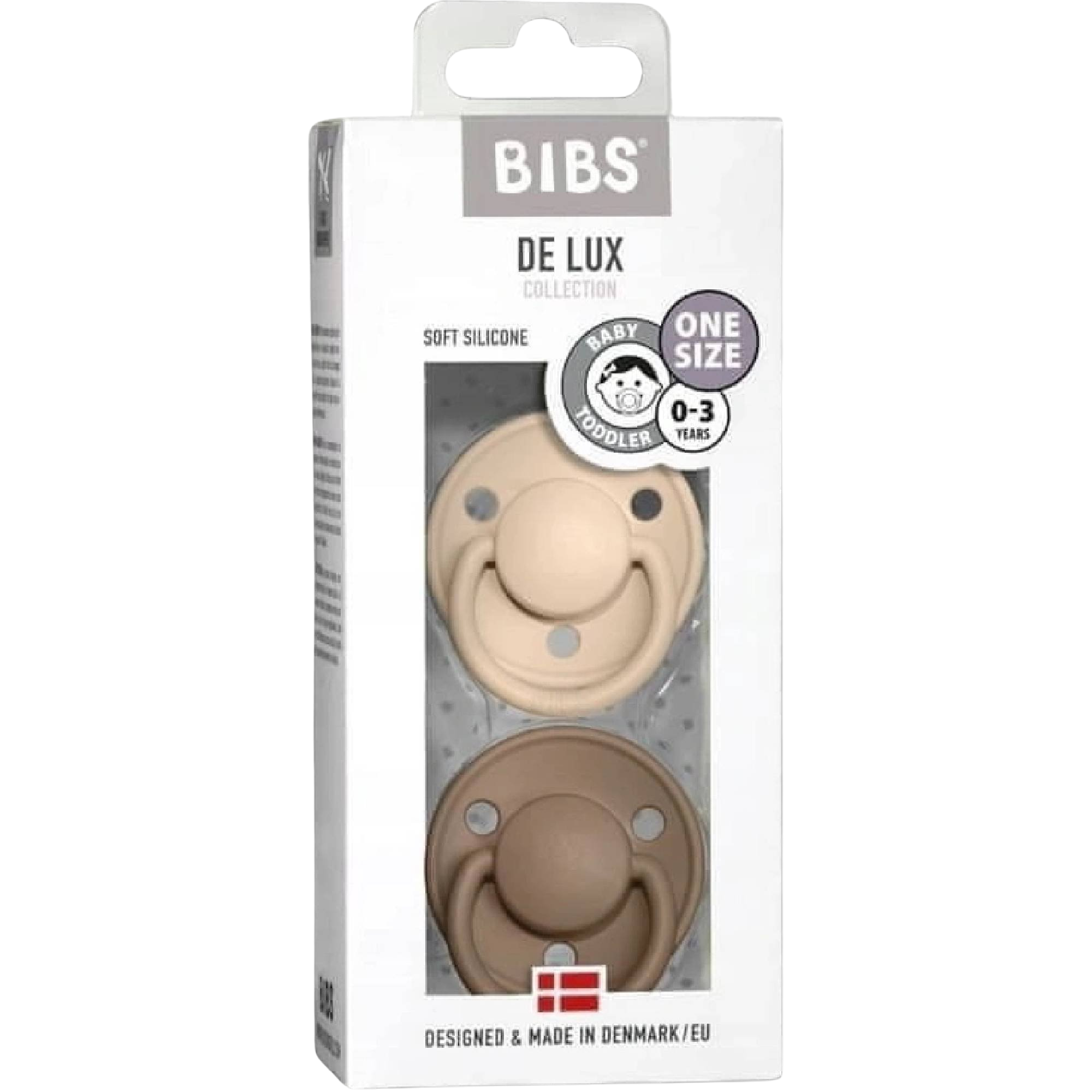 BIBS De Lux Cumlíky zo silikónu One Size, Vanilla/Dark Oak 0-36m 2 ks